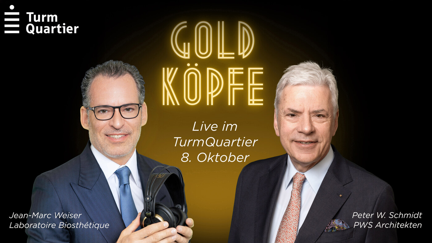 Ankündigung: Live-Podcast Goldköpfe im TurmQuartier Pforzheim am 8. Oktober, mit Jean-Marc Weiser (Laboratoire Biosthétique) und Peter W. Schmidt (PWS Architekten)